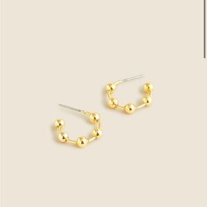 NWT J. Crew Gold Beaded Hoop Earrings
